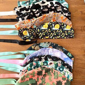 NWOT 10 Scrub Caps Bundle 5 ponytail style + 5 euro style, medical caps